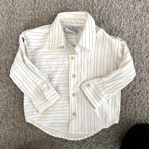 Baby boys button down shirt long sleeve white size 12 months 100% cotton